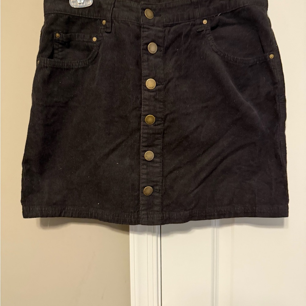 Billabong Black Corduroy Button-Front Skirt